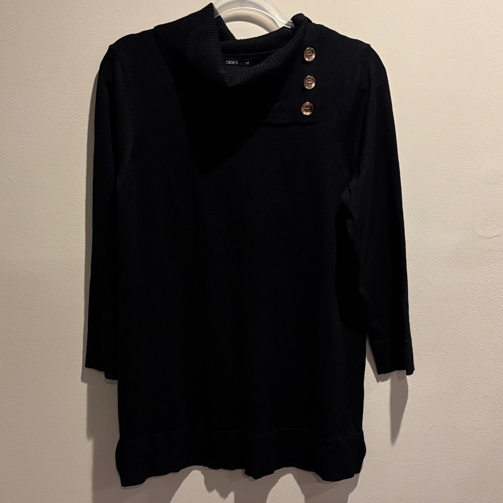 Black Sweater with Button Detail size L